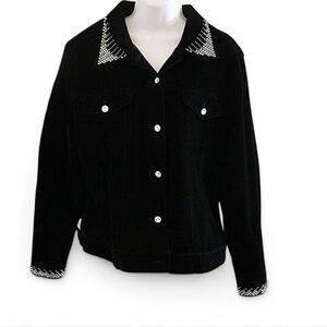Glam Christine Alexander Black Velvet Jacket with Metallic Accents, Biker Babe